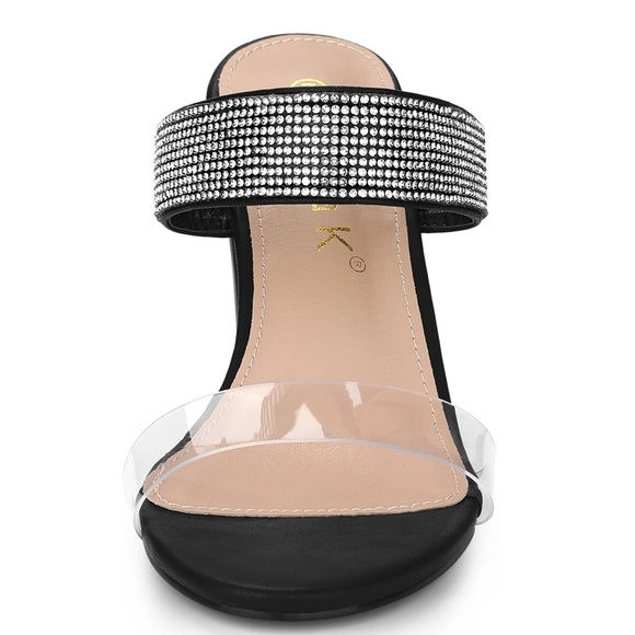 Allegra K Black and Clear Rhinestone Heels - Picture 3 of 4